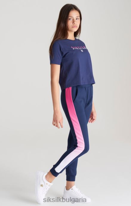 облекло SikSilk изрязана тениска с тъмно синьо избледняващо лого момичета 486F8325