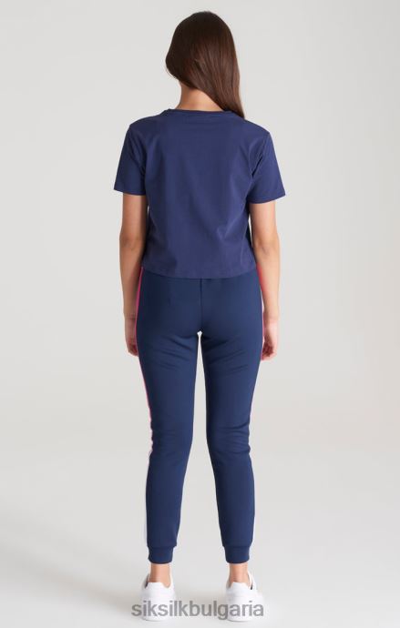 облекло SikSilk изрязана тениска с тъмно синьо избледняващо лого момичета 486F8325