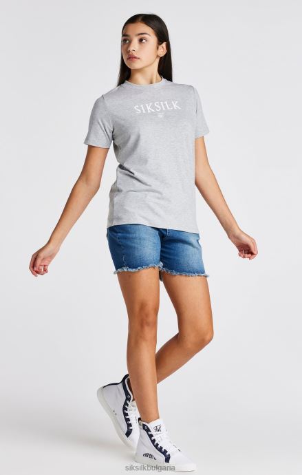 облекло SikSilk тениска с марка grey marl момичета 486F8318